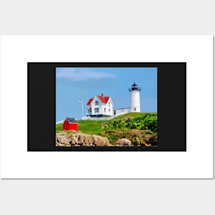 Nubble Lighthouse on a Sunny Day Posters and Art